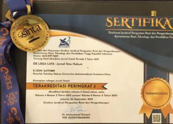 Selamat! Jurnal “De Lega Lata” Fakultas Hukum UMSU Raih Peringkat 3 Akreditasi SINTA