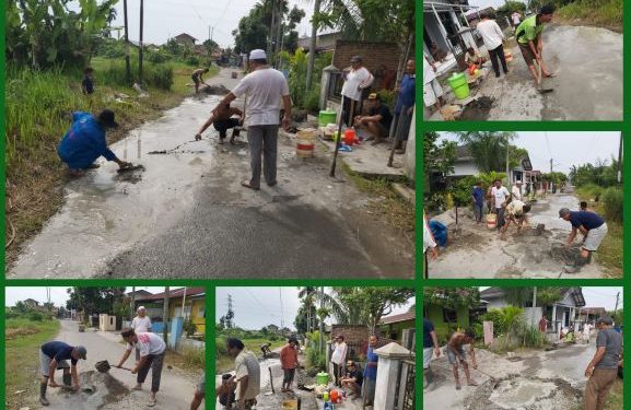 Warga Lingkungan X Tanah 600 Medan Marelan Gotong Royong Perbaiki Jalan Muslim Pancasila