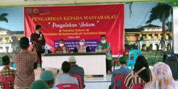 Fakultas Hukum UMSU Gelar Penyuluhan Hukum dan Berbagi Sembako di Desa Percut
