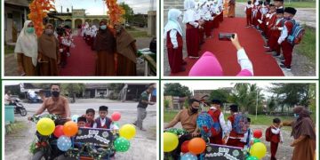 Siswa Baru SDIT Muhammadiyah Manggeng Disambut dengan Becak Hias