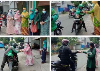 ‘Aisyiyah Kampung Durian Bagikan 150 Paket Makanan Siap Saji dan Masker kepada Bang Ojol
