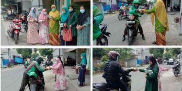 ‘Aisyiyah Kampung Durian Bagikan 150 Paket Makanan Siap Saji dan Masker kepada Bang Ojol