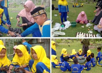 Siswa SDIT Muhammadiyah Manggeng Belajar Buat Telur Asin dan Mencintai Alam