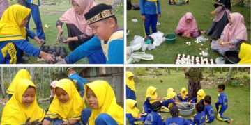 Siswa SDIT Muhammadiyah Manggeng Belajar Buat Telur Asin dan Mencintai Alam