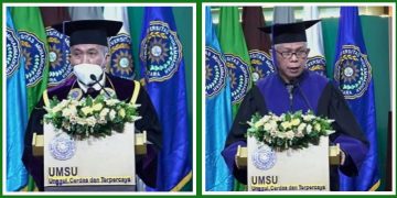 UMSU Kukuhkan Dua Guru Besar Bidang Ilmu Hukum dan Sosial Ekonomi Pertanian