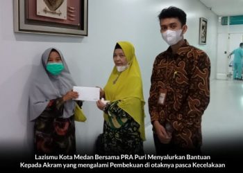 Peduli Kesehatan, Lazismu Medan Bersama PRA Puri Salurkan Bantuan kepada Anak Korban Kecelakaan