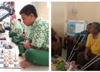 Siswa MTs ‘Aisyiyah 1 Nganjuk Latih Tanding Catur Bersama Komunitas Disfabelitas