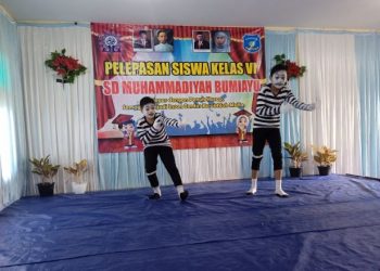 Pentas Seni Pantomim Meriahkan Acara Pelapasan Siswa SD Muhammadiyah Bumiayu Brebes 