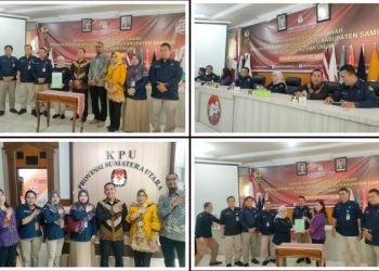 KPU Simalungun dan Samosir Serahkan Sertifikat Tanah Hibah kepada KPU RI