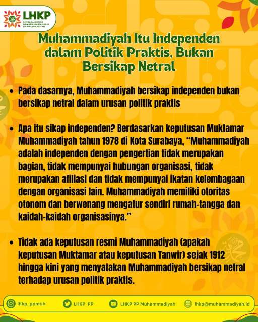 LHKP: Dalam Politik Praktis Muhammadiyah Independen, Bukan Bersikap Netral