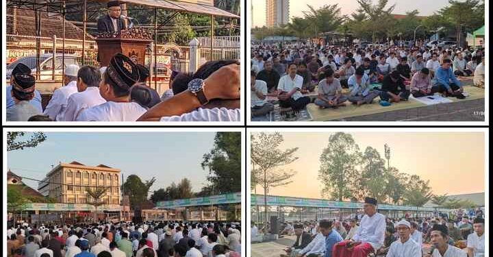 Suasana Sholat Idul Adha di Taman Parkir Kottabarat Solo