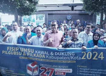 Bersama KPU Sumut dan Bawaslu, Ribuan Mahasiswa FISIP UMSU Diberangkatkan Dukung dan Kawal Pilkada Serentak 2024