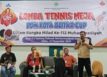 Antusias Peserta Meriahkan Lomba Tenis Meja Milad Muhammadiyah ke-112 di Kota Blitar