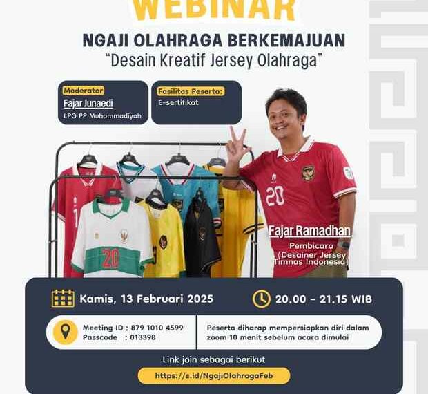 Webinar Ngaji Olahraga LPO PP Muhammadiyah Hadirkan Desainer Jersey Timnas Indonesia