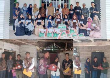 Lazismu OKU Timur Bagikan Paket Sembako Ramadhan ke Fakir Miskin dan THR Yatim Piatu Tersenyum