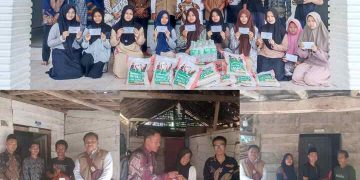 Lazismu OKU Timur Bagikan Paket Sembako Ramadhan ke Fakir Miskin dan THR Yatim Piatu Tersenyum