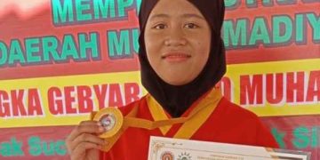 Siswi SD Muhasaba Nindi, Raih Juara 1 Kelas Bebas Putri Usia Dini, Kejurda Tapak Suci di Serdang Bedagai