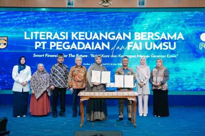 Perkuat Literasi Keuangan Mahasiswa, FAI UMSU dan PT Pegadaian Gelar Seminar Nasional dan Jalin Kerja Sama